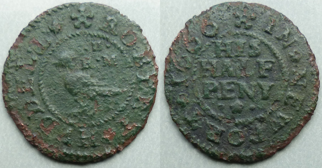 Newport, Robert Huddell 1666 halfpenny Newport, Robert Huddell 1666 halfpenny